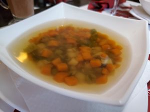 Vegetable soup with set meal at Vegehop in Zagreb