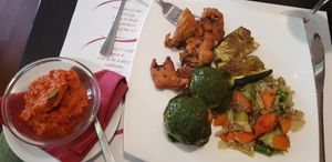 Dish of the day and ajvar at Vegehop in Zagreb