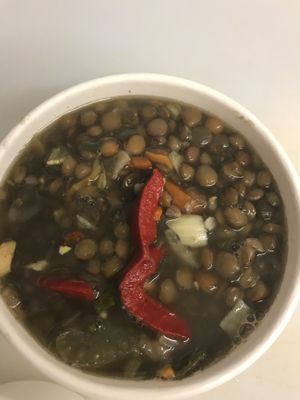 Our soups rotate daily.  Always 2 vegan/vegetarian in rotation. at Spoons - Food Cart in Portland