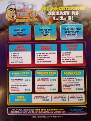 Menu at Ike's - N Virginia St in Reno