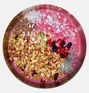 vitality: acai, dragon fruit, sugar beets, pineapple, mango, berries, seeds and nuts at Saranglayap in Baler