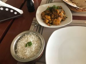 Vegan aloo gobee at Simon's in Kampot