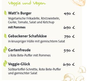 Two vegan options. first: beetroot buffers with fries
second: Sweet potato slices, beetroot buffers and mixed salad at Wattkieker in Wittmund