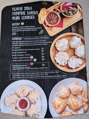 Menu at Gruzie in Prague