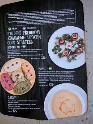 Menu at Gruzie in Prague