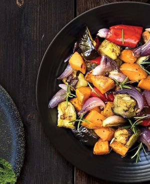 Roasted potatoes, onions, garlic, green peppers, coriander, Georgian spices. at Gruzie in Prague