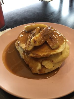 Pancakes with biscoff and caramelised bananas at The Grizzly Vegan  in Southend-on-sea