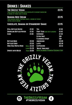 Menu  at The Grizzly Vegan  in Southend-on-sea
