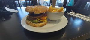 Burger and Fries at The Grizzly Vegan  in Southend-on-sea