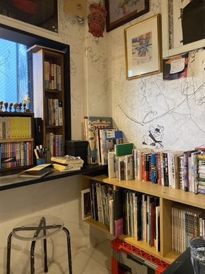 inside ( a loooot of books)  at PELGAG in Kyoto