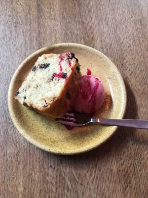 Cake with beetroot icecream   at PELGAG in Kyoto