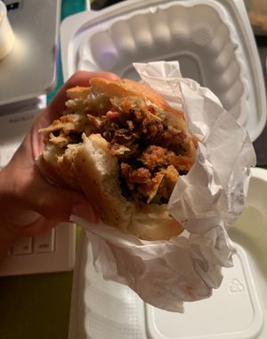 King oyster burger 😍😍 whaaat at Pappy's Juice Bar in Hawthorne