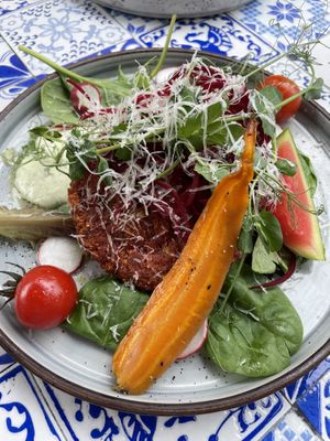 Beetbeef with potatoes and herbalcreme  at Elsas Lilla Krog in Karlskrona