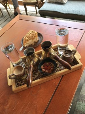 Coffee and Napoleon cake  at Pesky in Kazan