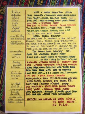 Menu at Peace of Pai in Pai