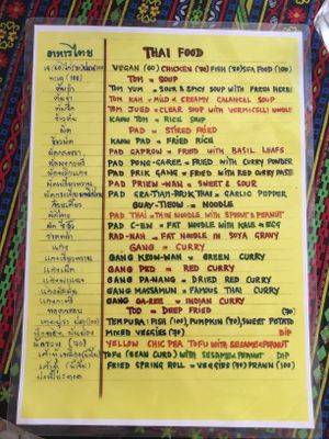 Menu at Peace of Pai in Pai