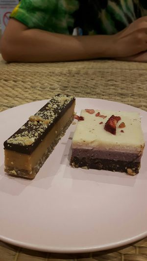 Peanut butter bar & strawberry cream cake at Eat Greens Cafe in Phuket