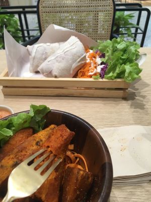 The sweet potato fries are immense.  at Eat Greens Cafe in Phuket