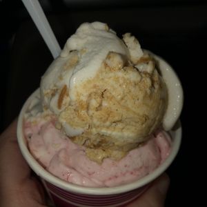 Vanilla peanut butter - raspberry chip - in the back on the bottom apple crisp  at Ice Cream Social in Commack