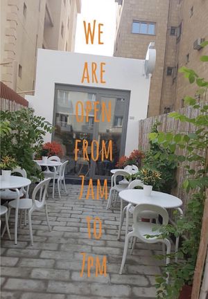 Their outdoor seating  at JS Foods in Kuwait City