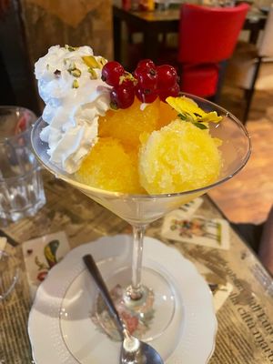 Orange-ginger sorbet at Mamma Peppino in Alkmaar