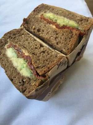Avocado, hummus & dried tomato sandwich  at backWERK - Alexanderplatz Station in Berlin