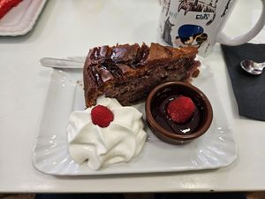 Chocolate raspberry vegan cake at Crazy Cat Café in Milan