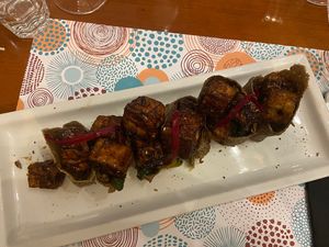 Crêpes tofu in salsa di soia, funghì shiitake e pat choi   at Bariolé in Turin