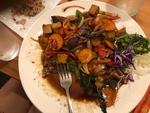 Vegan Spicy EggPlant Fried Tofu at Taste of Thai in Arlington