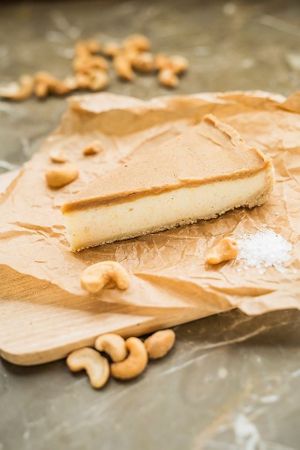 Noncheese cake with cashew caramell at Vegan Art Kitchen in Budapest