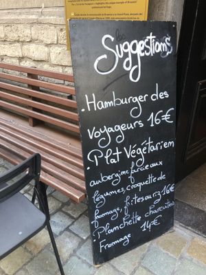 Blackboard outside   at Le Cercle Des Voyageurs in Brussels