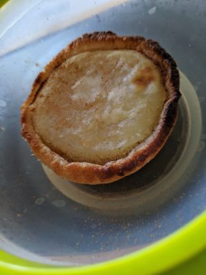 Portuguese tart at Young Vegans Pizza Shop in London