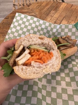 Tofu mushroom banh mi   at Rustle & Still in Toronto