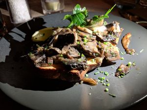 Vegan garlic mushrooms on toast at Ego Mediterranean in Crewe