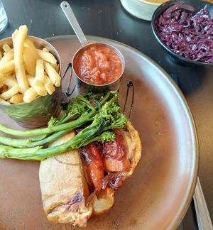 Roasted vegetable wellington with a side of spiced red cabbage at Y Sgwar in Porthmadog