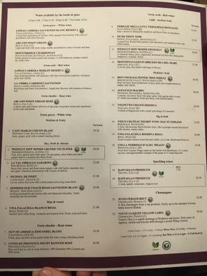 Wine menu at Y Sgwar in Porthmadog