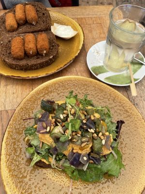 Hummus sandwich and vegan “kroketten"  at Kaap Noord in De Cocksdorp
