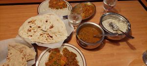 Tandoori Roti, Naan, Mixed Vegetable Curry, Daal Maharani at Red Fort Cuisine Of India in St George