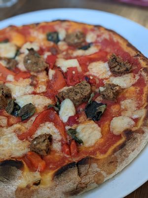 Vegan sausage & mozzarella pizza at Il Fornello in Ajax