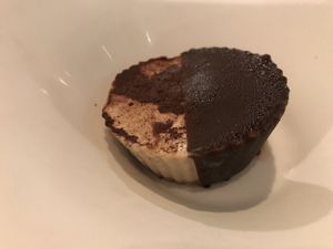 Vegan tiramisu cup at Il Fornello in Ajax