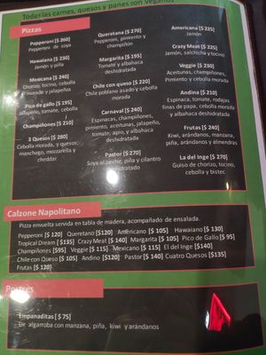 Menú at Piachela in Queretaro