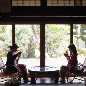 Japanese garden view at Zen Vegan Cafe - 是好日 in Hikone