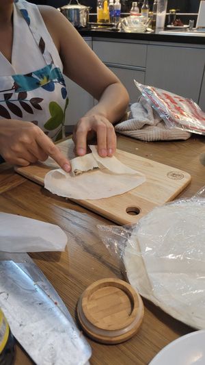 How to fold a springroll at Lua's Kitchen in Ho Chi Minh City