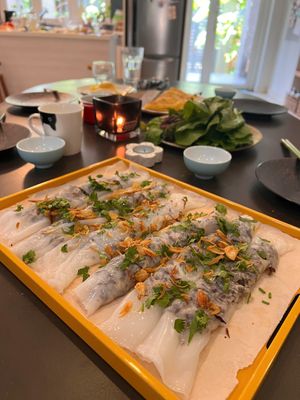 Bánh cuốn 
Rice crepe rolls at Lua's Kitchen in Ho Chi Minh City