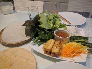 Goi cuon (summer rolls) and peanut dip. at Lua's Kitchen in Ho Chi Minh City