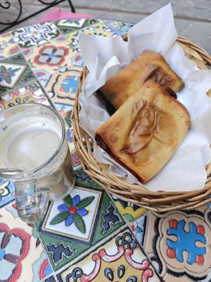 Savoury Vegan Pastries & Soya Latte Macchiato at Crema & Cioccolato in Siracusa