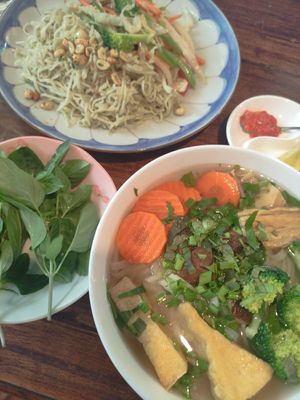 Pho and pesto noodles at Annen Vegetarian & Yoga in Da Nang