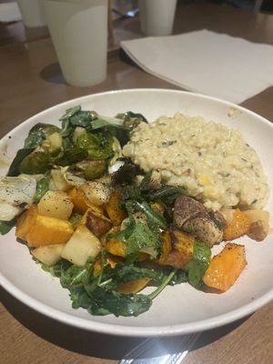 Don’t sleep on the 3 vegetarian sides hot food option! These were delish!   at Flower Child - Tatum in Phoenix