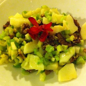 celery, pear and walnut salad at Oh Mio Bio in Turin