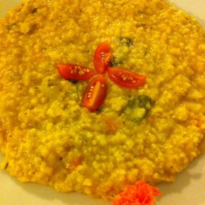 millet with red lentils and summer veggies at Oh Mio Bio in Turin